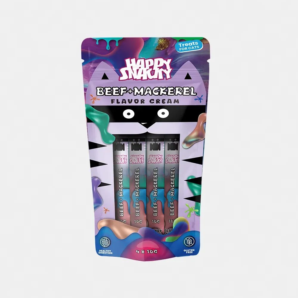 Happy Snacky - przysmak w kremie wołowina i makrela 4x10g