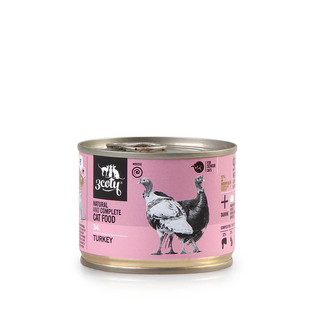 3Coty 34. karma monobiałkowa dla seniorów mus z indyka 180g