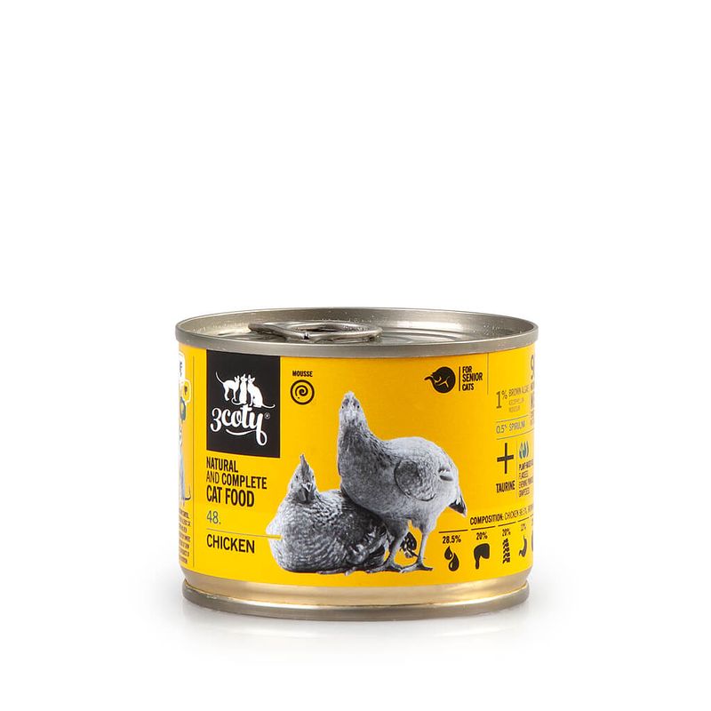 3Coty 48. karma monobiałkowa dla seniorów mus z kurczaka ze spiruliną i algami 180g