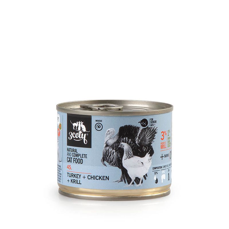 3Coty 45. karma dla seniorów mus z indyka i kurczaka z krylem 180g