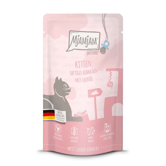 MjAMjAM Quetschie Kitten - karma mokra dla kociąt kurczak z olejem z łososia 125g