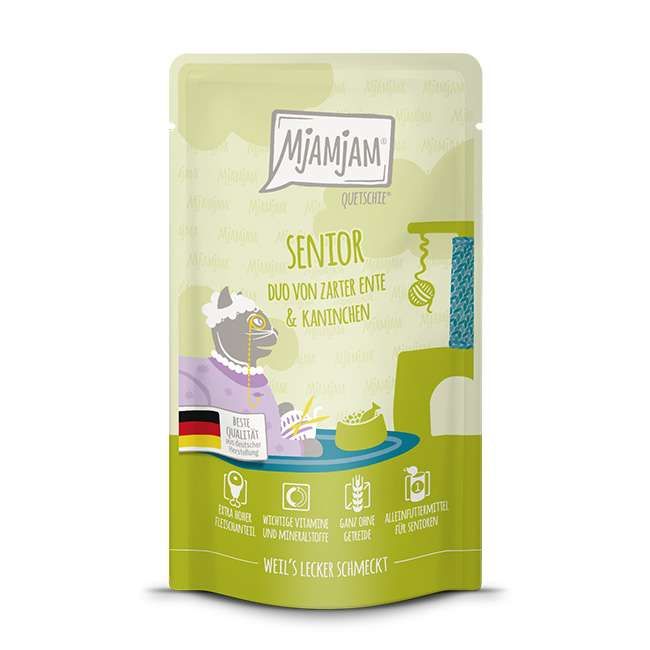 MjAMjAM Quetschie Senior - karma mokra dla seniorów kaczka i królik 125g
