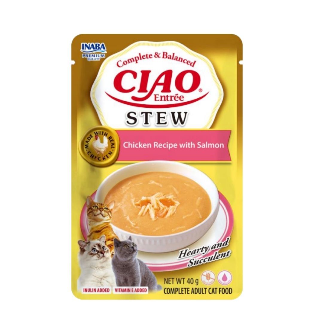Inaba Ciao Entrée stew - karma pełnoporcjowa: kurczak i łosoś 40g