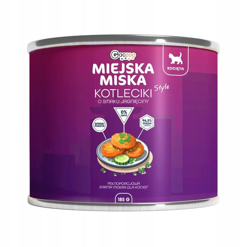 Gaczoo Miejska Miska - karma mokra dla kociąt Kotleciki z jagnięciny 185g