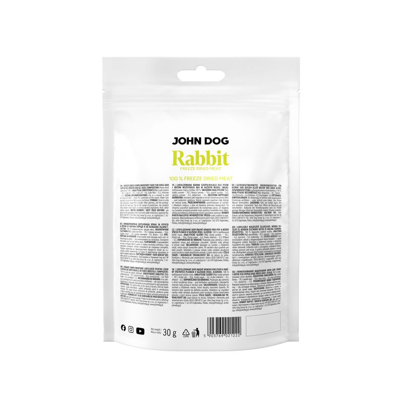 John Dog freeze - liofilizowany przysmak 100% królik 30g