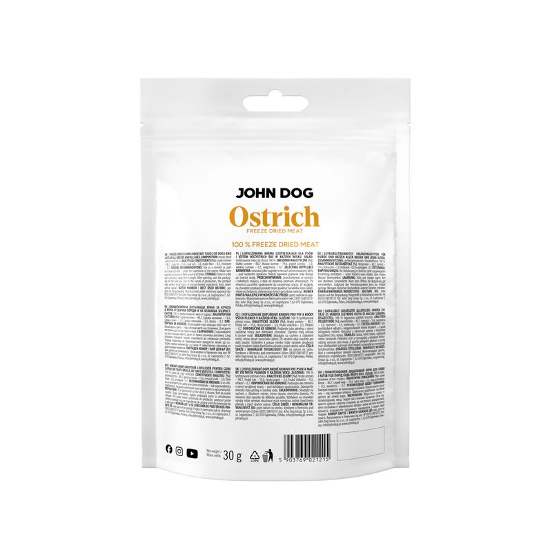John Dog freeze - liofilizowany przysmak 100% struś 30g