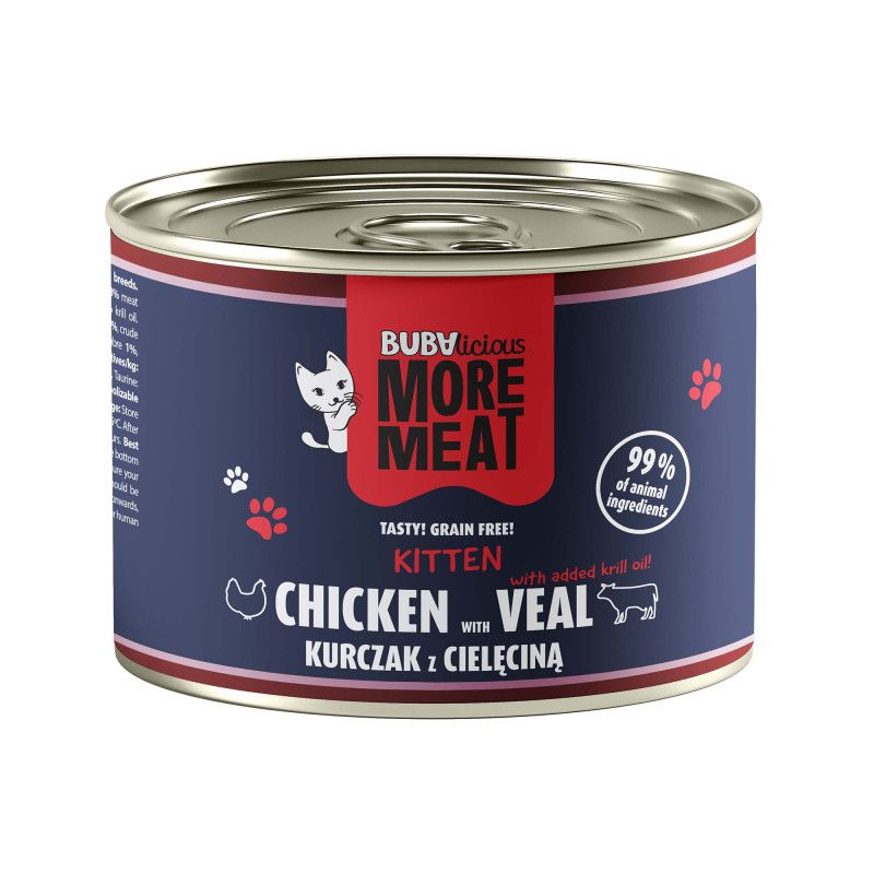 BUBAlicious More Meat - karma dla kota duo KITTEN KURCZAK &amp; CIELĘCINA 185g