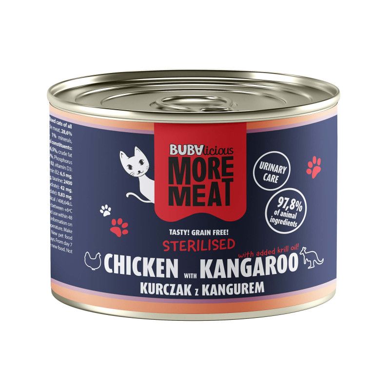 BUBAlicious More Meat - karma dla kota duo KURCZAK &amp; KANGUR 185g
