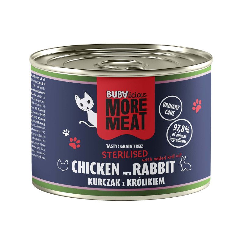 BUBAlicious More Meat - karma dla kota duo KURCZAK &amp; KRÓLIK 185g