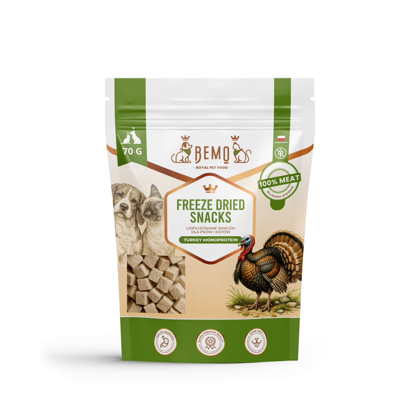 Bemo Freeze Dried Meat Snacks - liofilizowane smaczki z mięsa indyka 70g