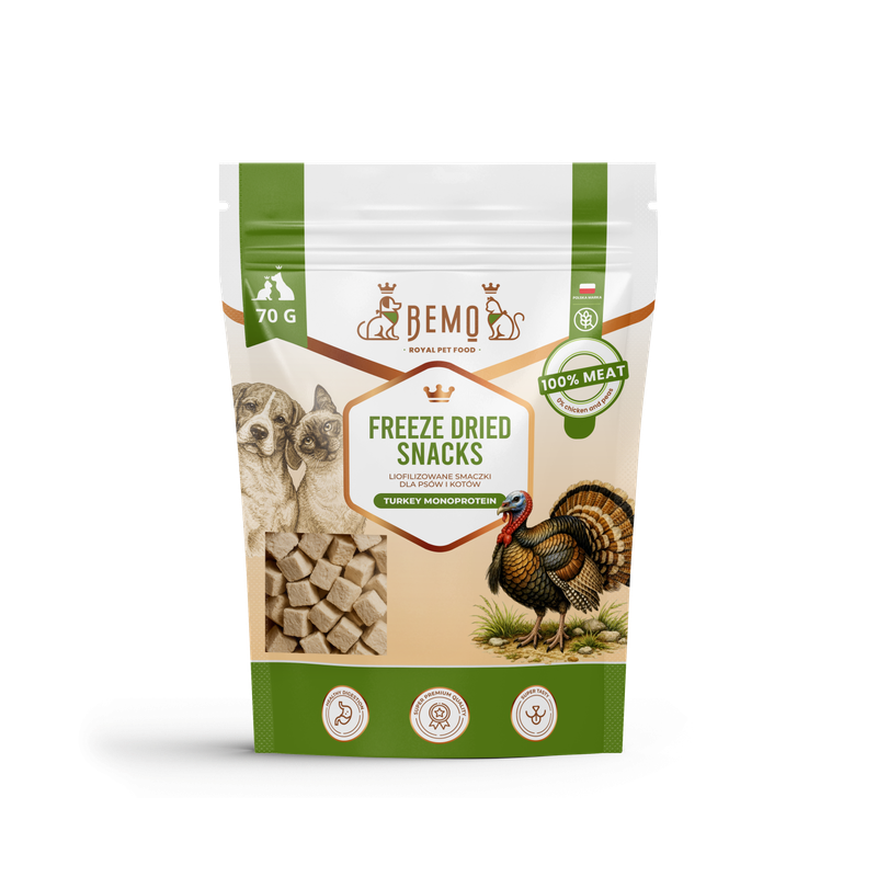 Bemo Freeze Dried Meat Snacks - liofilizowane smaczki z mięsa indyka 70g