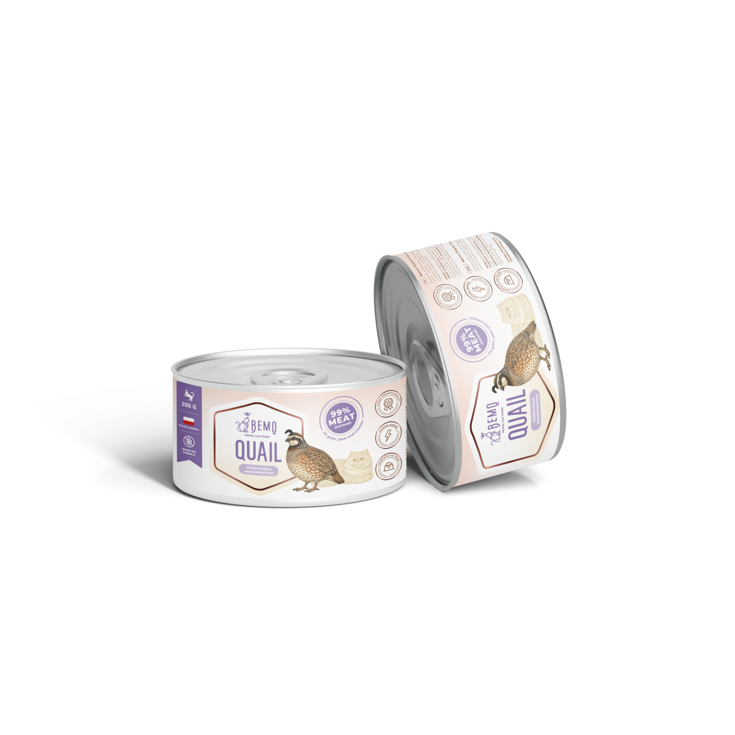 Bemo Royal Cat Food - karma mokra dla kota z przepiórką 200g