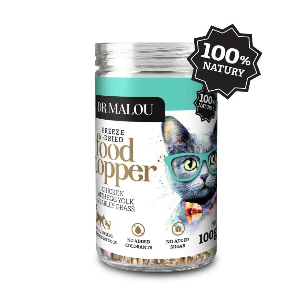 Dr Malou topper kurczak z żółtkiem i trawą jęczmienną 100g