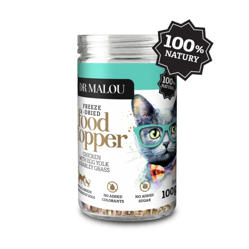 Dr Malou topper kurczak z żółtkiem i trawą jęczmienną 100g
