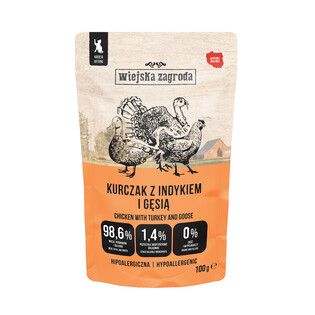 Wiejska Zagroda superfoods karma mokra kurczak z indykiem i gęsią 100g