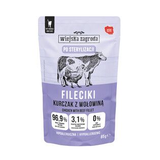 Wiejska Zagroda karma mokra dla kota fileciki - kurczak z wołowiną 85g