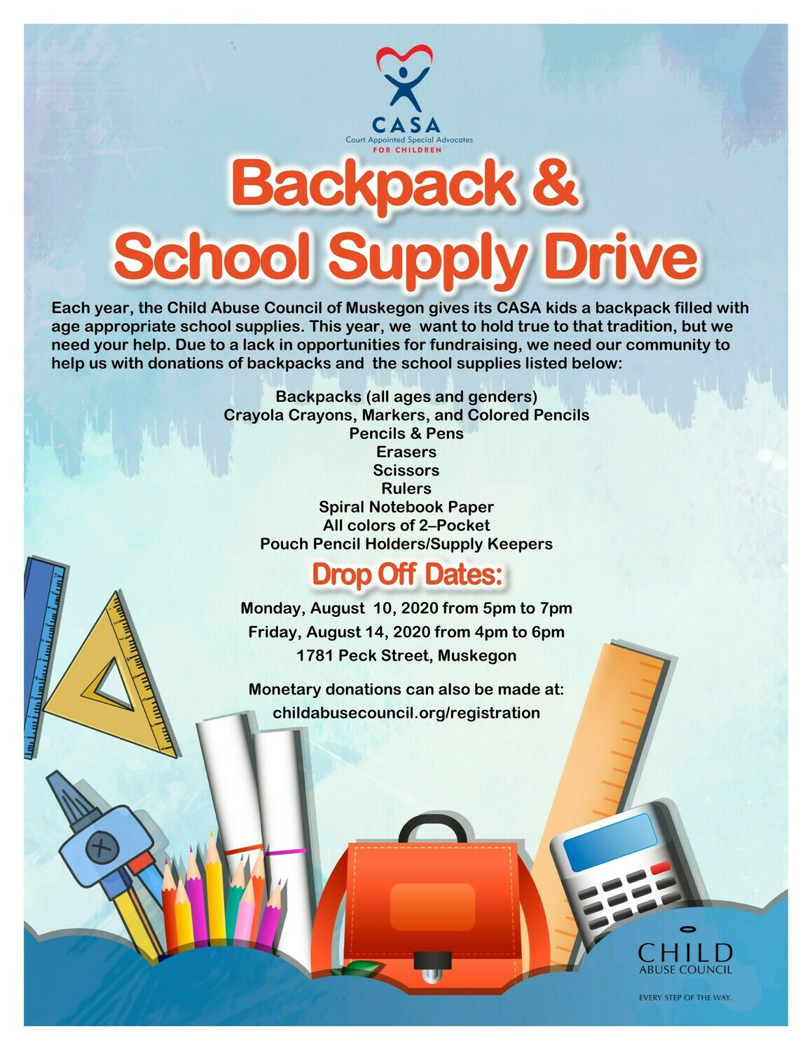 CASA Backpack & School Supply Drive CASA Backpack & School Supply Drive