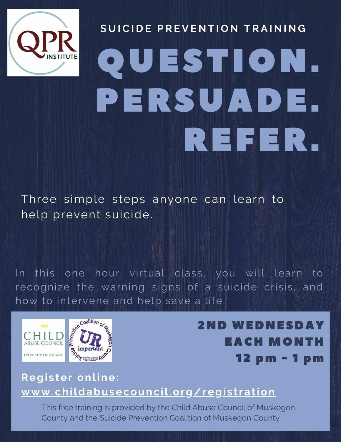 QPR Suicide Prevention Training QPR Suicide Prevention Training