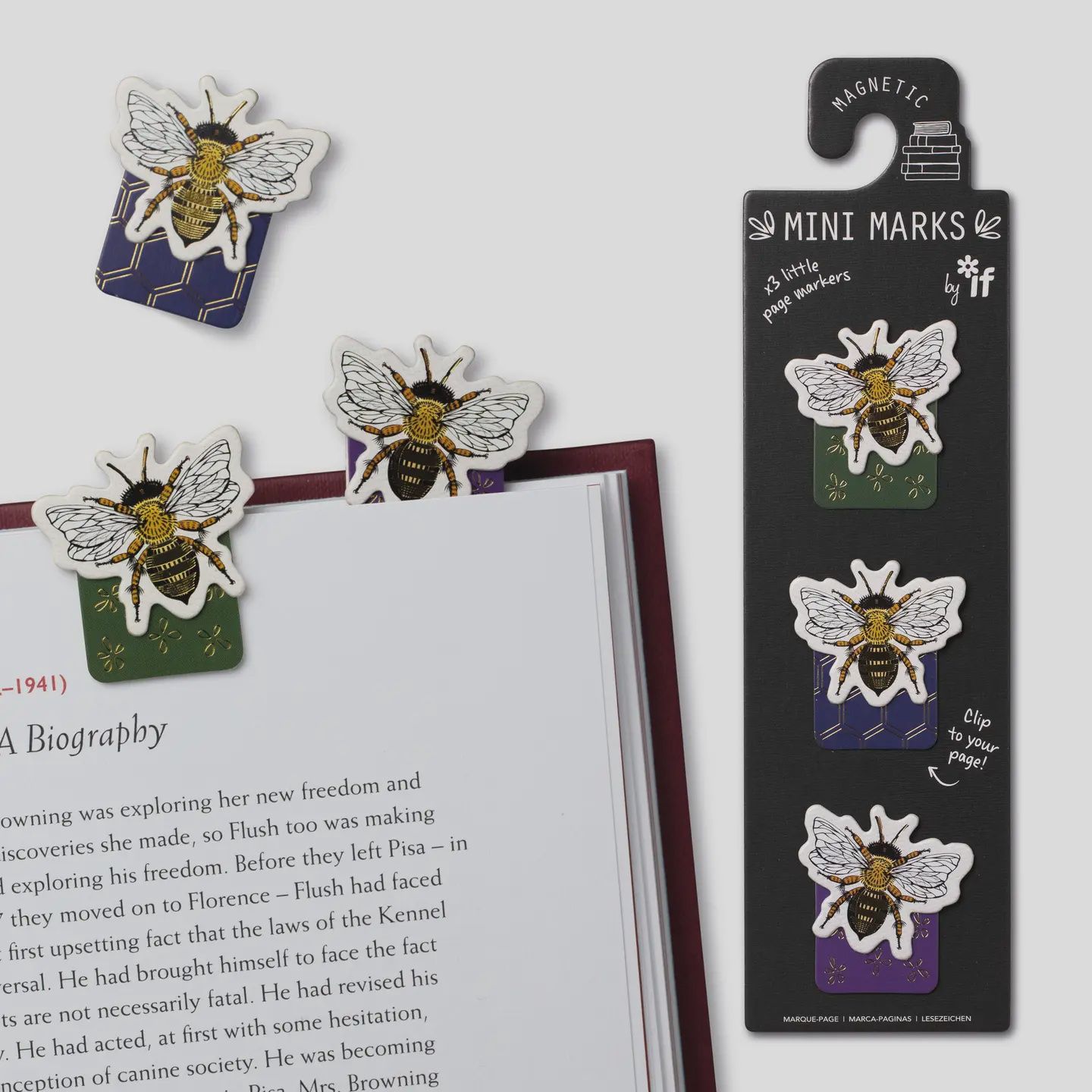Mini Magnetic Bookmarks (Bees)