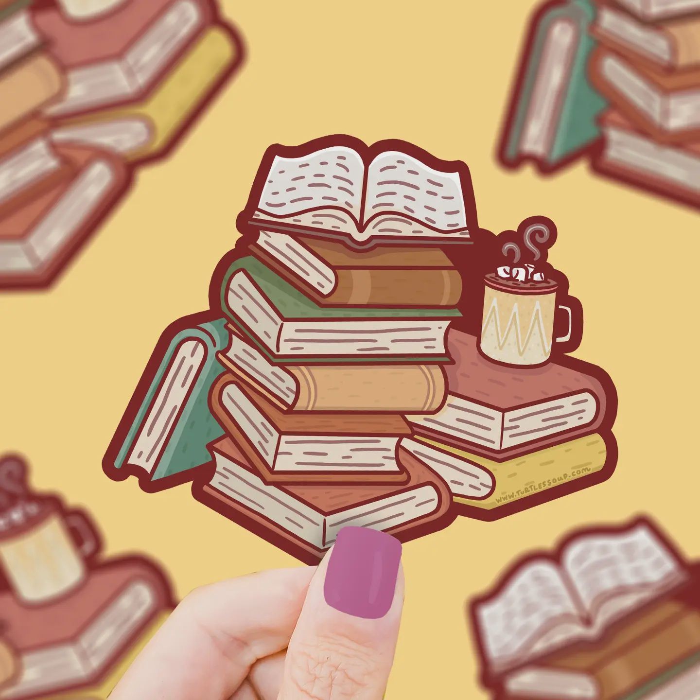 Cozy Book Stack (Vinyl Sticker)