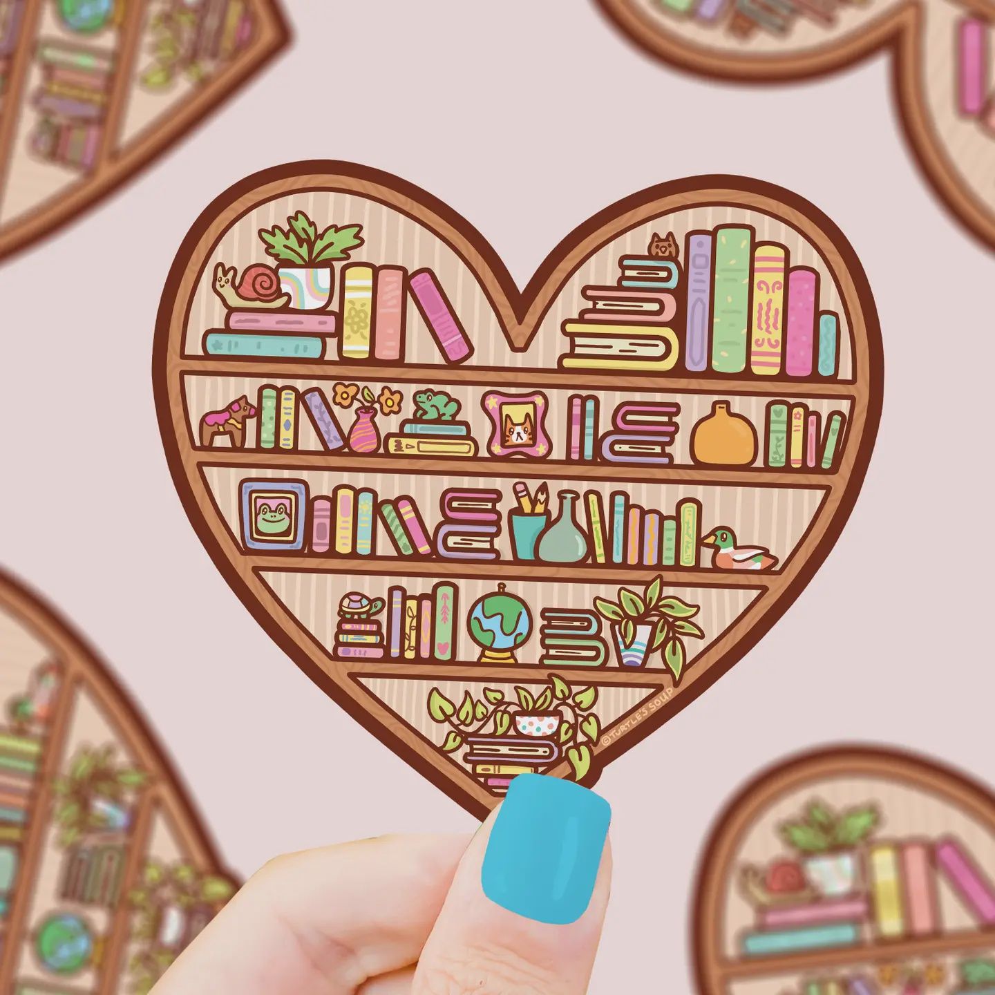 Heart Shaped Bookshelf (Vinyl Sticker)