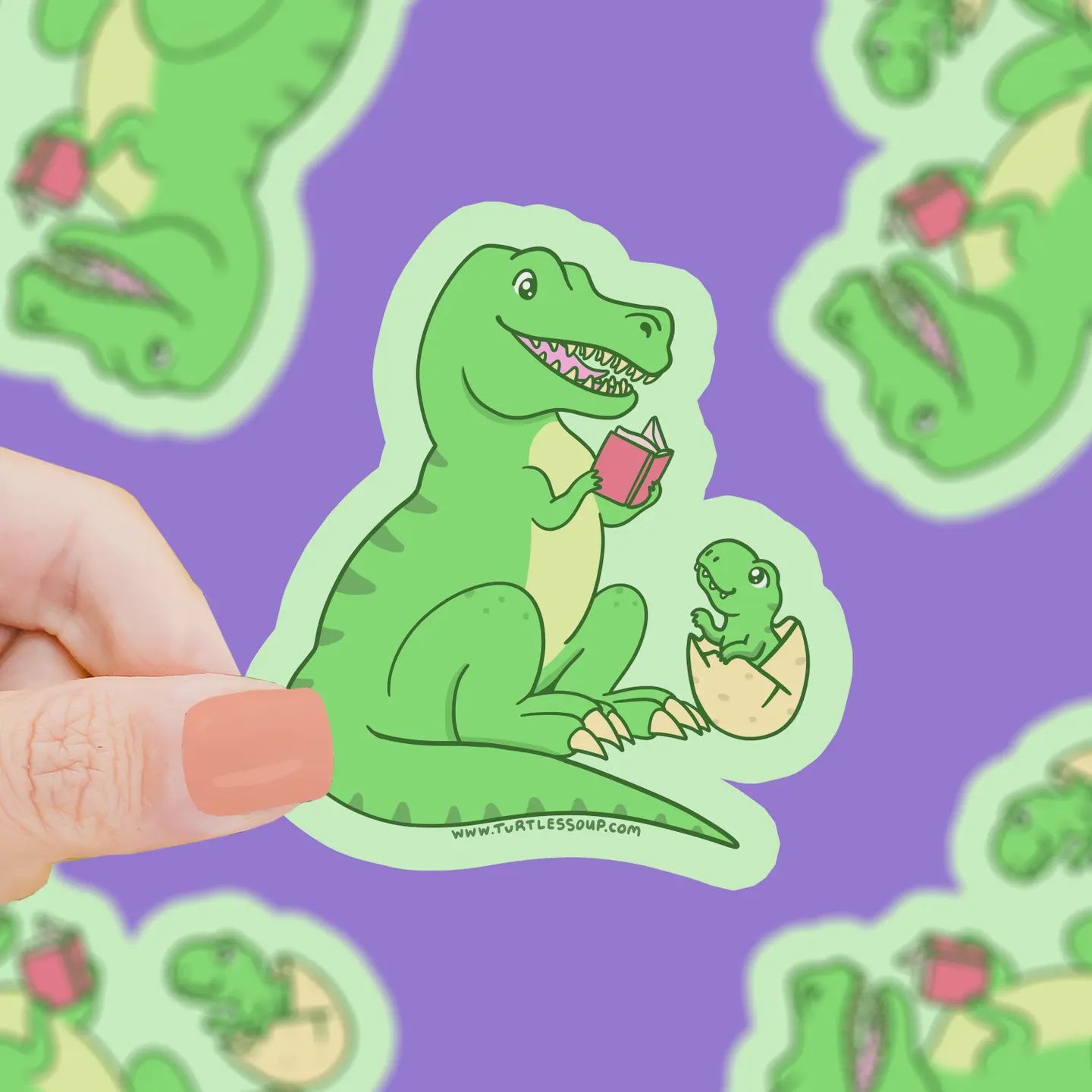 Reading T-Rex Dinosaur (Vinyl Sticker)