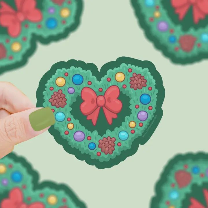 Holiday Heart Wreath (Vinyl Sticker)