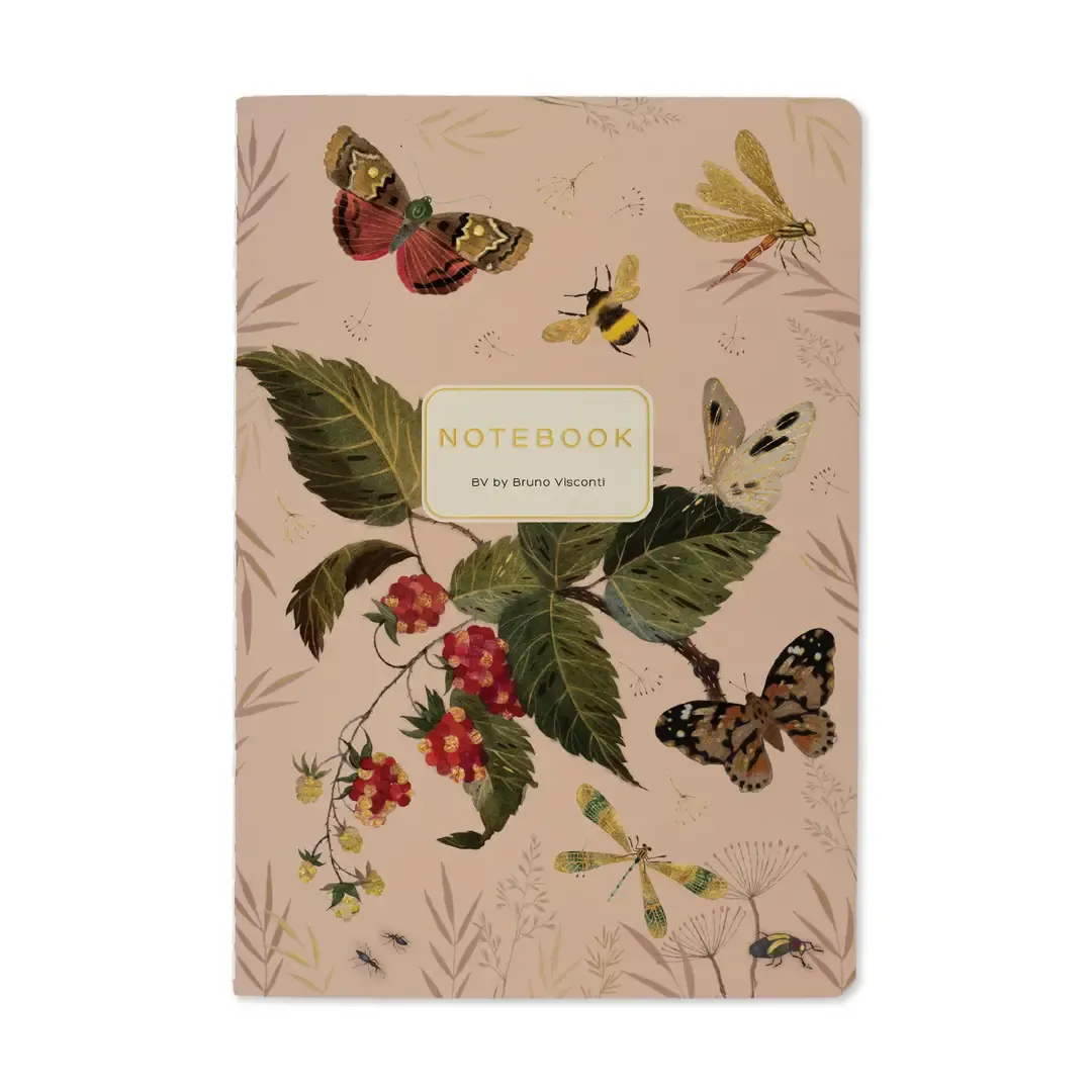 A5 Notebook by BV, Colour: Butterflies &amp; Berries