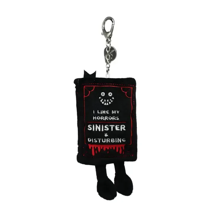 "I Like My Horrors Sinister &amp; Disturbing" Book Plush Bag Charm