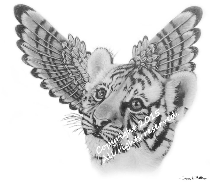A1 Poster Mira The Tiger Cherub in Black &amp; White
