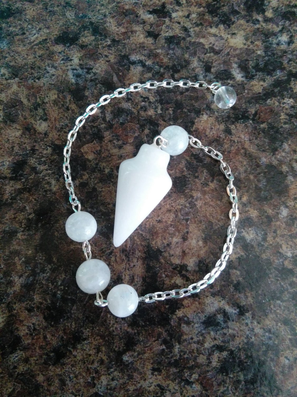 White Jade &amp; Moonstone Divinity Pendulum
