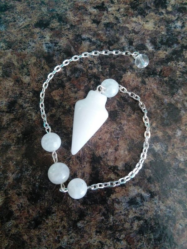 White Jade &amp; Moonstone Divinity Pendulum