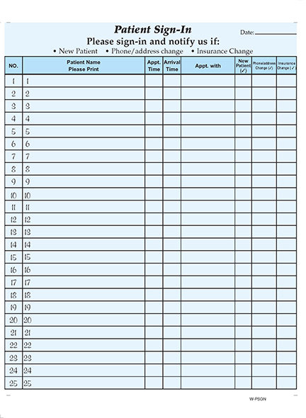 Two part HIPAA Patient Sign-in Sheets. In Stock. $33/pack
