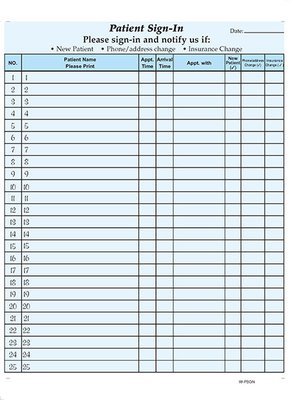Two part HIPAA Patient Sign-in Sheets. In Stock. As low as $27/pack.