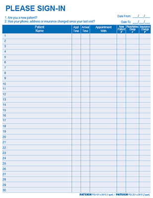 One part HIPAA Patient Sign-in Sheets. On Sale. $22.00 / pack.