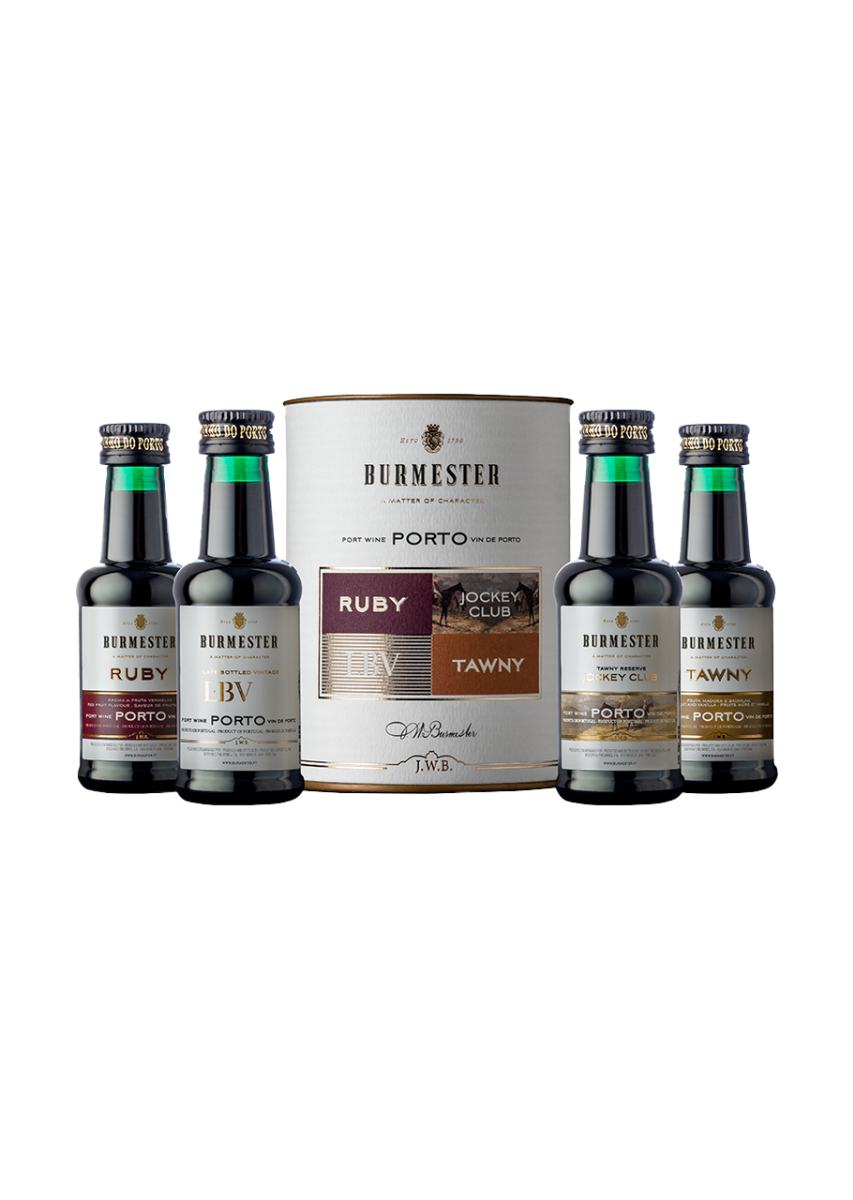 Burmester, Porto DOP Assorti Koker 4 x 0,05L, Ruby, Tawny, LBV, Jockey Club