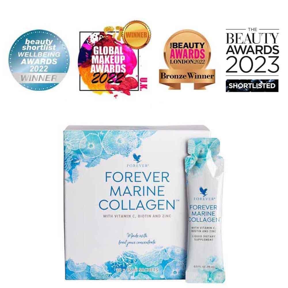 Boost voor Topconditie &amp; Welzijn! Ervaar de kracht van Forever Aloë Vera &quot;Marine Collagen&quot; met 15% PARTNERSCHAPSKORTING! Klik door naar omschrijving. Onderaan vind je de link naar webshop.