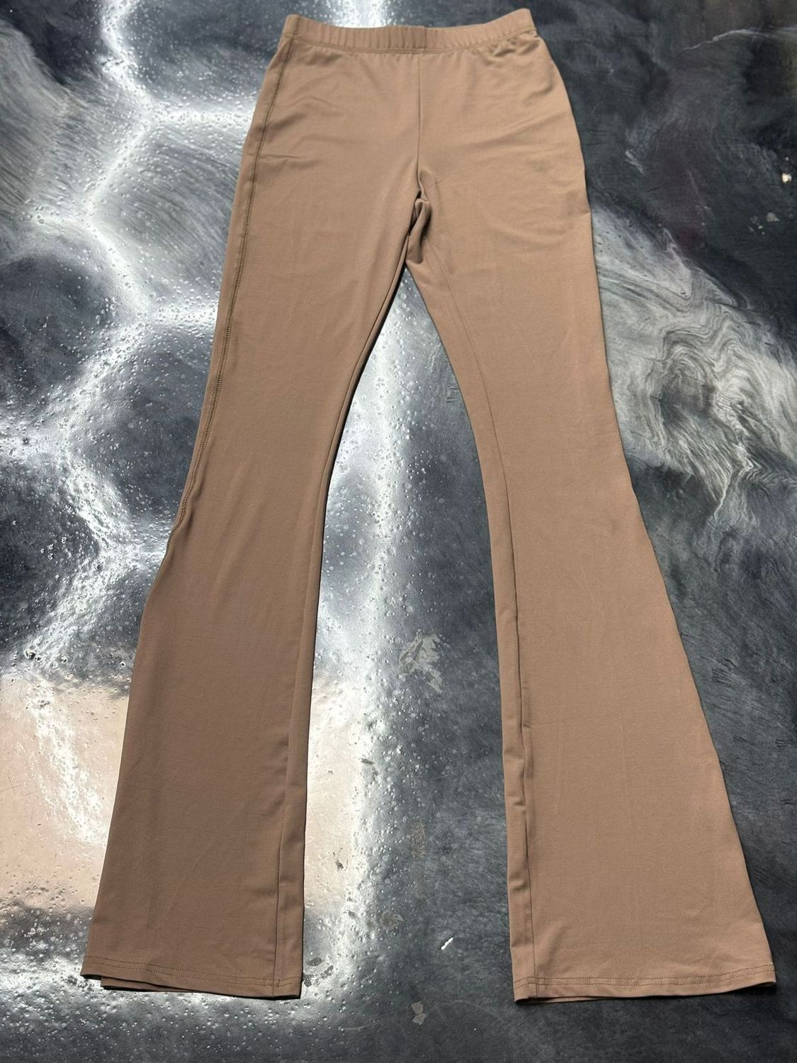 khaki flared leggings