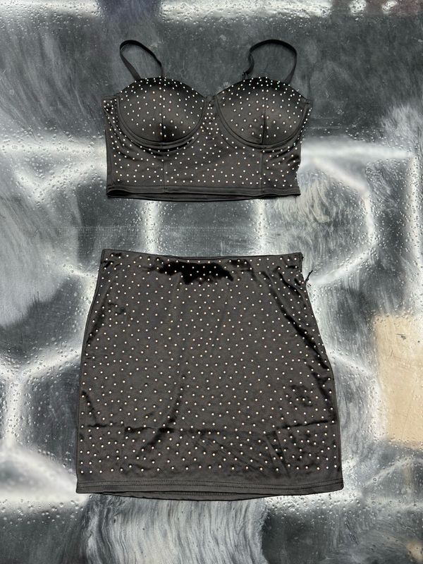 Rhinestone Skirt Set