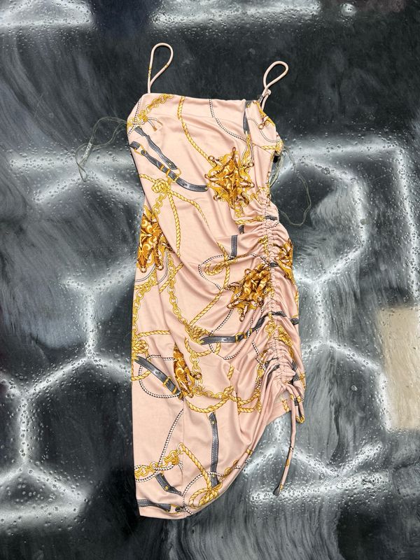 Ruched Chain Print Dress