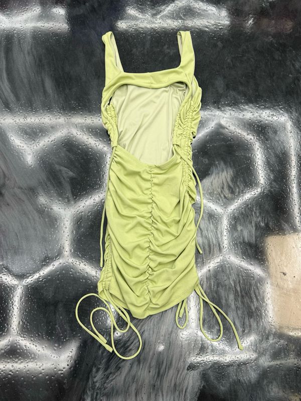 Ruched Drawstring Mini Dress