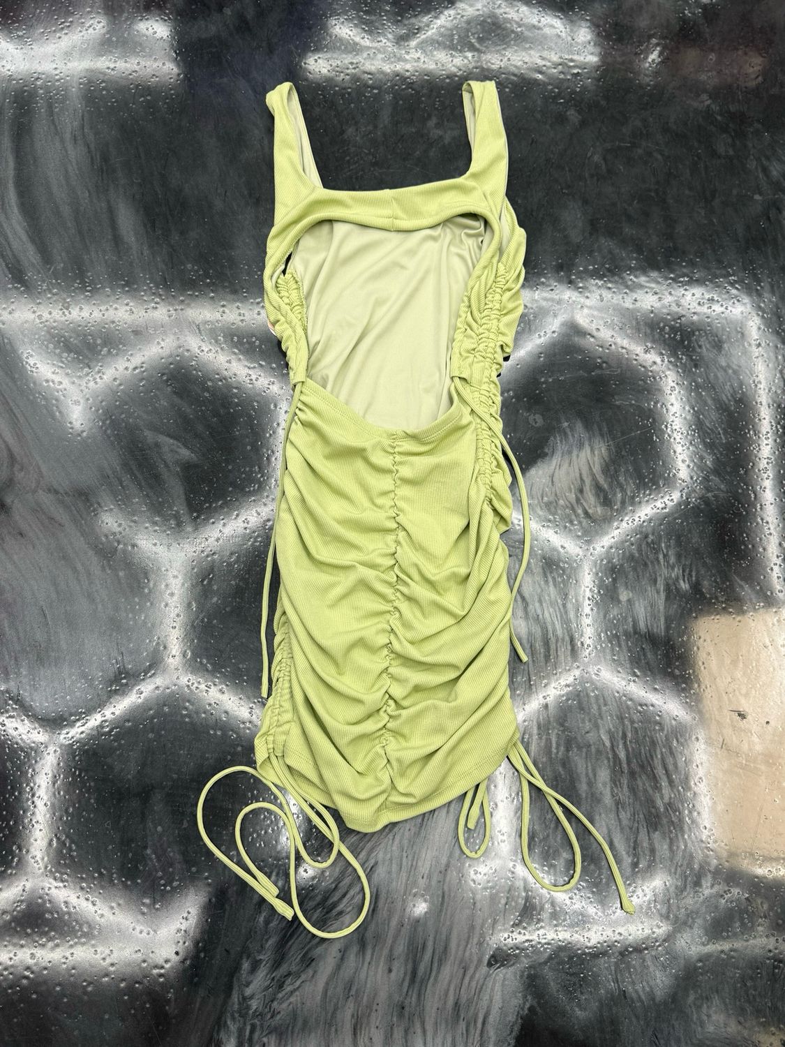 Ruched Drawstring Mini Dress