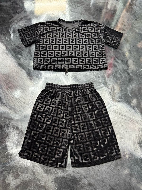 Black Velvet Shirt + Shorts Set