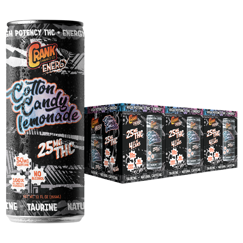 Crank Cannabis – High Potency THC Energy Drink – 25mg Delta 9 THC – Cotton Candy Lemonade