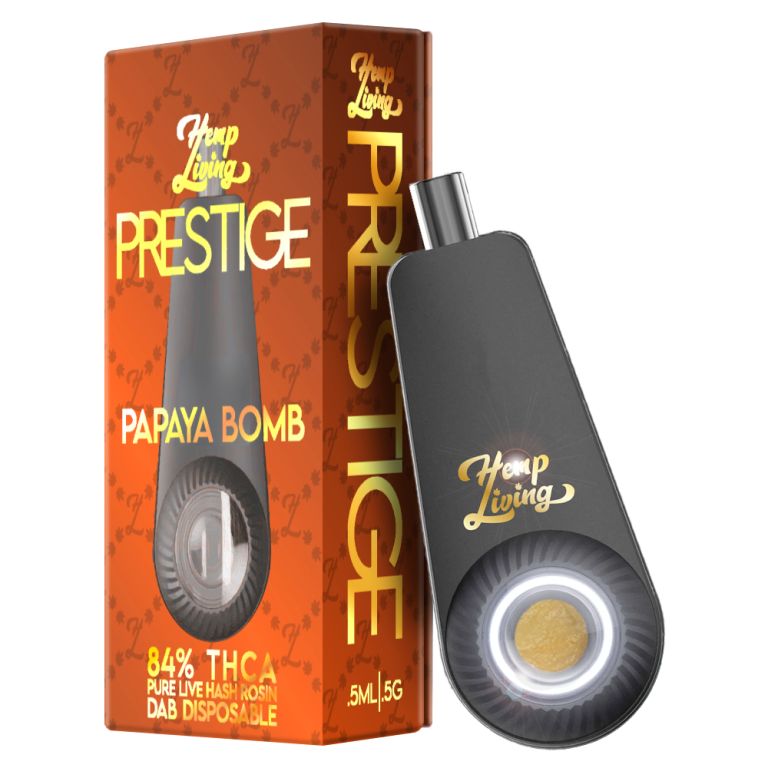 Hemp Living – PRESTIGE Dab Disposable – 0.5g THCA Pure Live Hash Rosin – Papaya Bomb