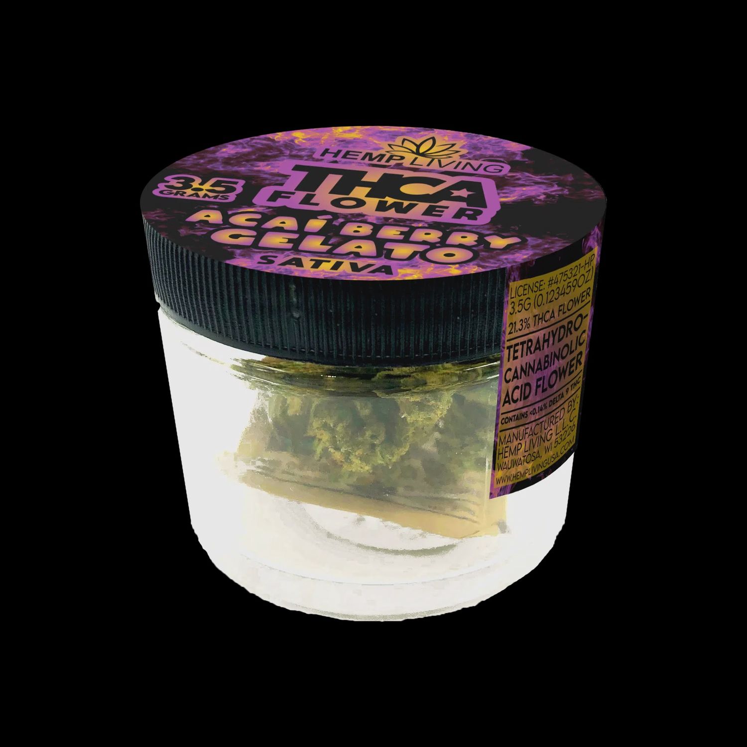 Hemp Living – THCA Flower 3.5g Jar Acai Berry Gelato