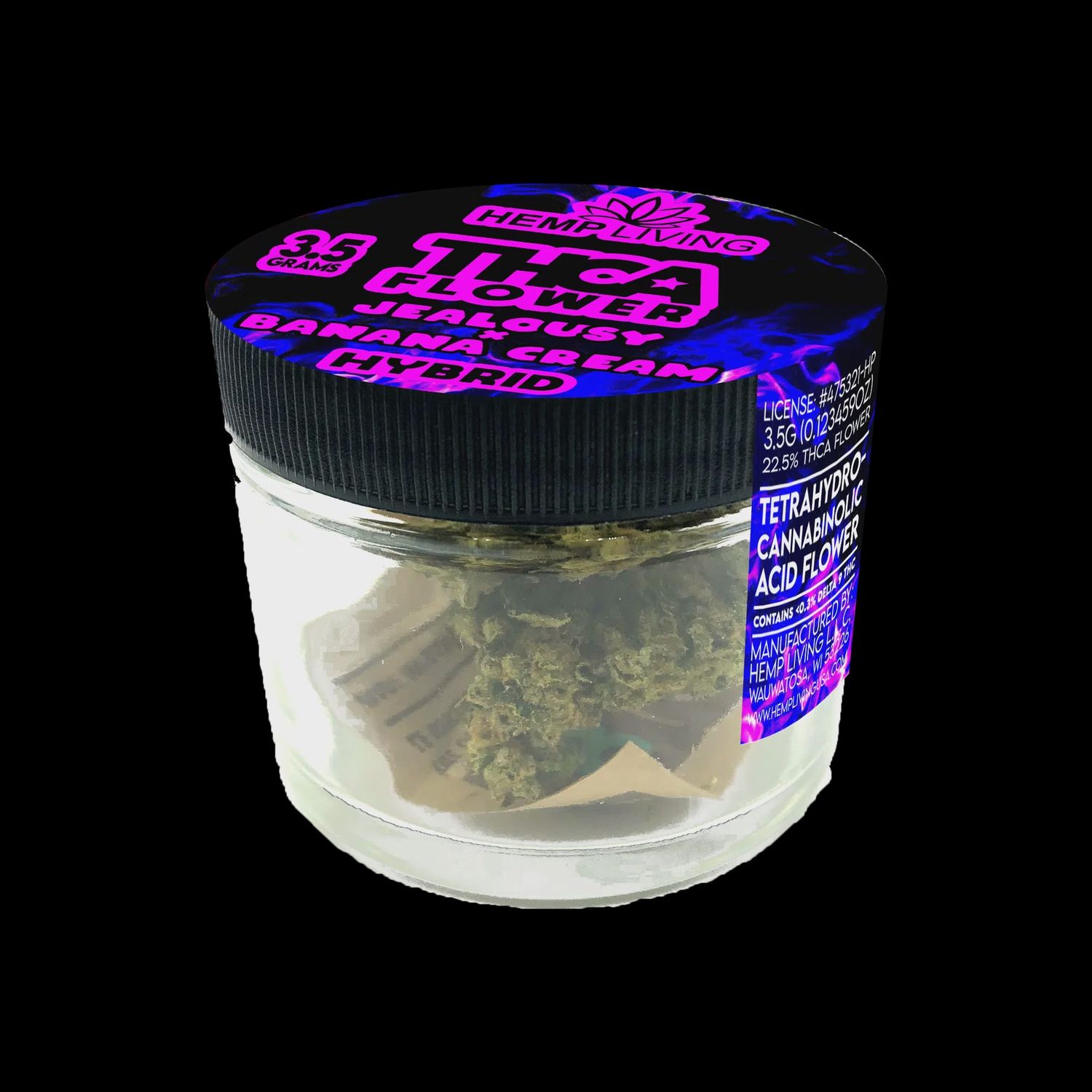 Hemp Living – THCA Flower 3.5g Jar – Jealousy X Banana Cream