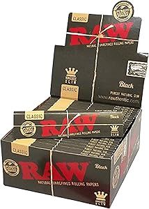 RAW Classic Black King Size Slim Natural Unrefined Ultra Thin 110mm Rolling Papers