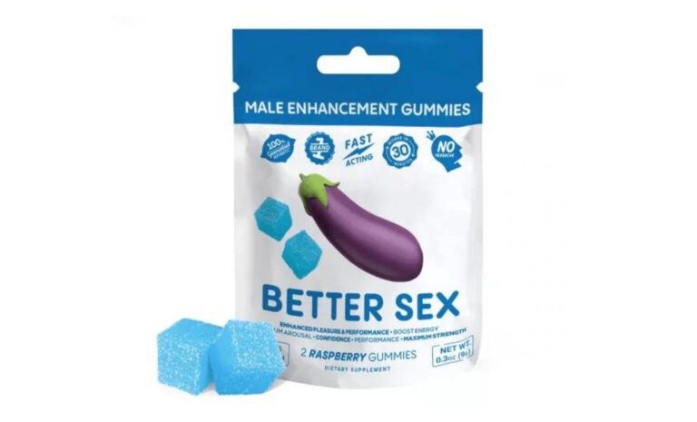 blue sugar gummy bear and horny goat weed 3 packets of gummy bears Better Sex Male Enhancement Gummies – Blue Raspberry