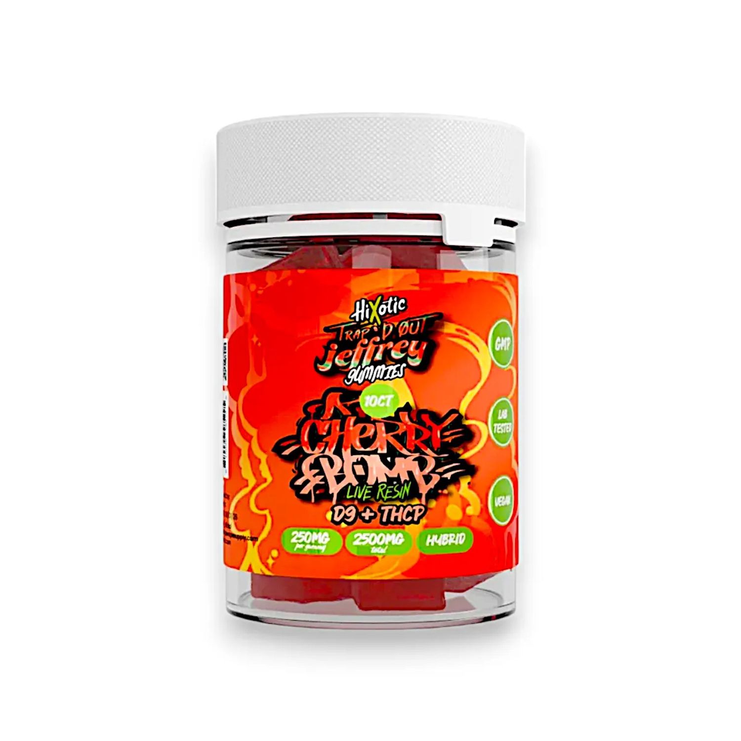 HiXotic Trap&#39;d Out Jeffrey Live Resin Gummies Cherry Bomb 2500mg 10ct